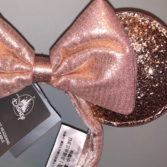 Rose Gold Minnie Mouse Ear Headband - Picture 2 of 3
